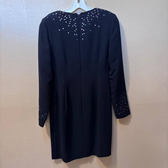 Jones New York Special Occasion Beaded Sequin Black Long Sleeve Dress Size 4P - Picture 6 of 12